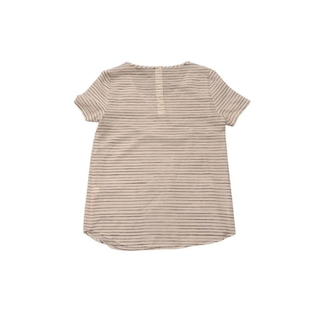 Banana Republic White Striped Minimalist Blouse Coastal Chic XS Relaxed Sailor